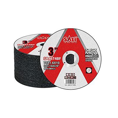 SALI 25 パック カットオフホイール カッティングホイール 3 インチ x 1/16 インチ x 3/8 インチ プロフェッショナルカッティングステンレススチール 3 インチアングルグラインダーおよびダイグラインダー用 - 最大 25000 RPM および 80 M/S で動作するカッティングディスクアグレッシブカッティング